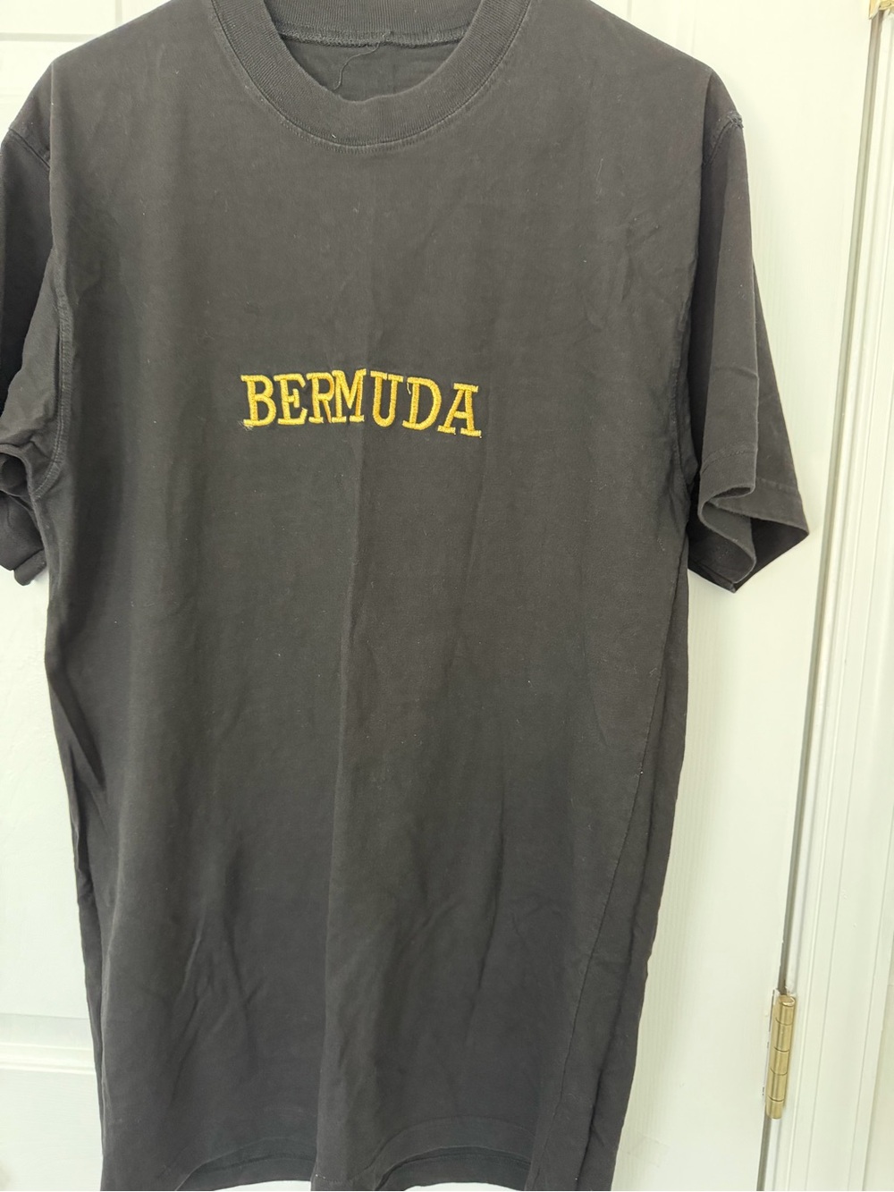 Bermuda gold lettering on black s/s Tshirt. L. No tag. $15